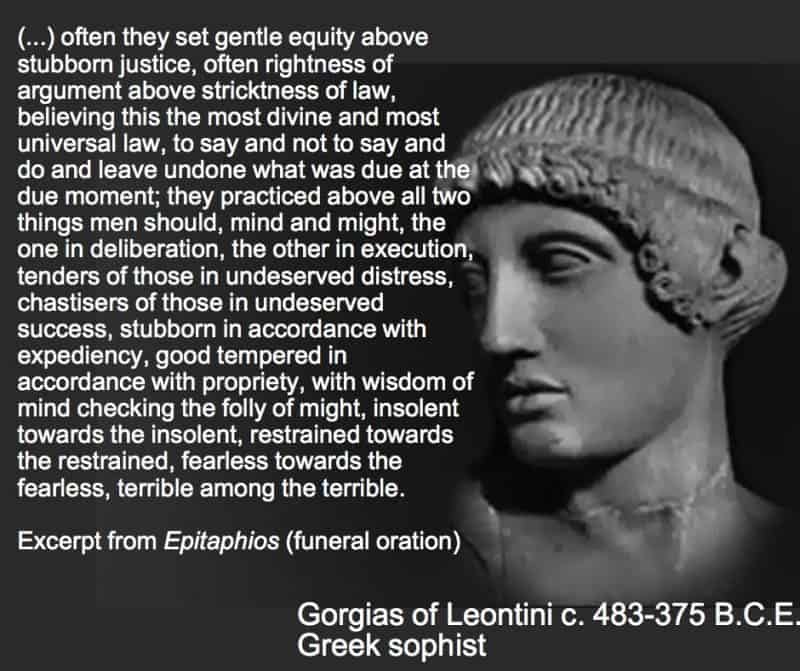 Good personal values. Picture of bust of Gorgias