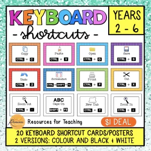 keyboard shortcut cards resources for teaching sydney